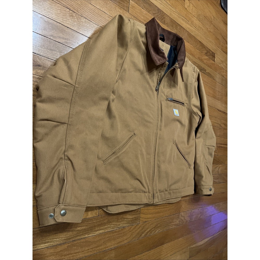 Carhartt Detroit Jacket 103828 Brown Duck Canvas Blanket Lined Mens Large - Picture 3 of 16